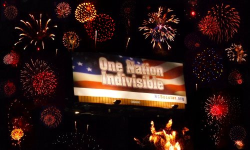 Photoshopped Image of the billboard at night with Fireworks